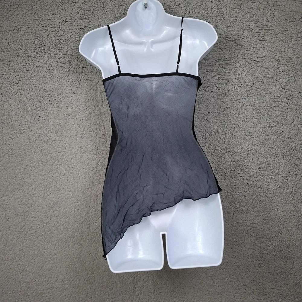 Vintage 90s Y2K S Silk Beads sequin Asymmetrical Ruffle Camisole Fairy